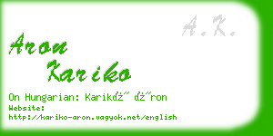 aron kariko business card